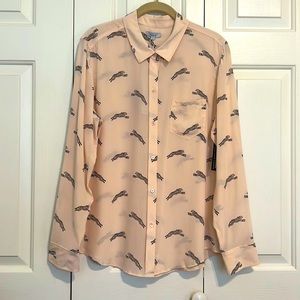 Rails Clothing Blush Cheetahs Katie silk large button up blouse
